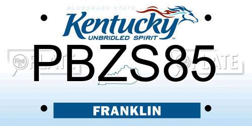 PBZS85 Kentucky License Plate