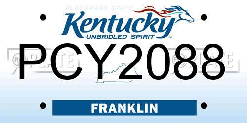 PCY2088 Kentucky License Plate