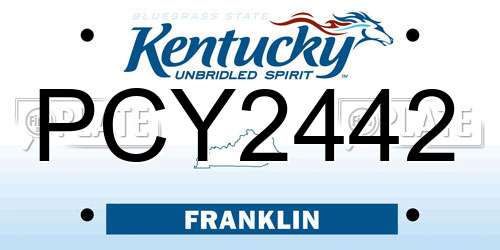 PCY2442 Kentucky License Plate