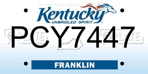 PCY7447 Kentucky License Plate