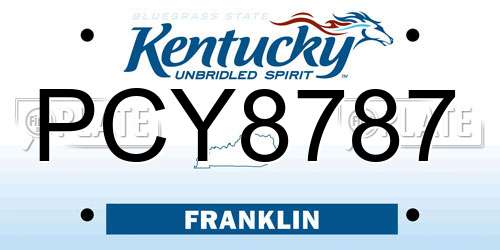 PCY8787 Kentucky License Plate