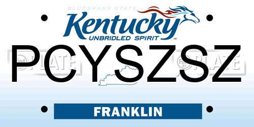 PCYSZSZ Kentucky License Plate