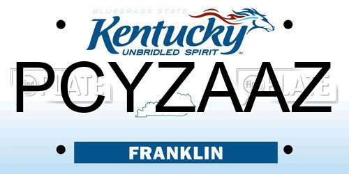 PCYZAAZ Kentucky License Plate
