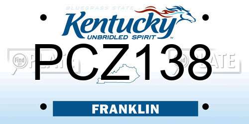 PCZ138 Kentucky License Plate
