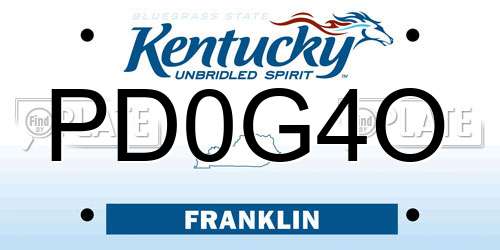 PD0G4O Kentucky License Plate