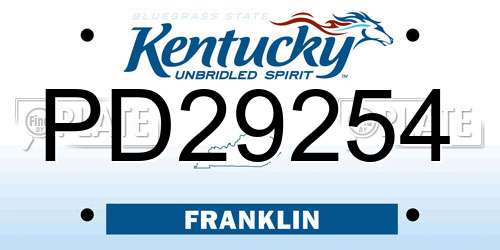 PD29254 Kentucky License Plate
