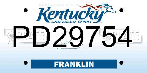 PD29754 Kentucky License Plate