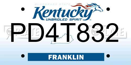 PD4T832 Kentucky License Plate