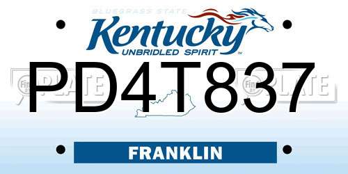 PD4T837 Kentucky License Plate
