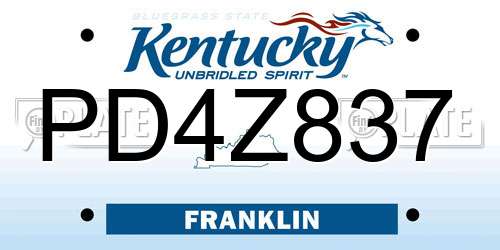 PD4Z837 Kentucky License Plate
