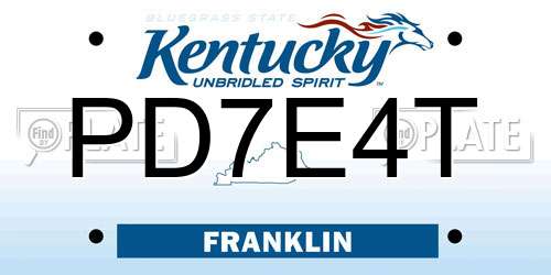 PD7E4T Kentucky License Plate