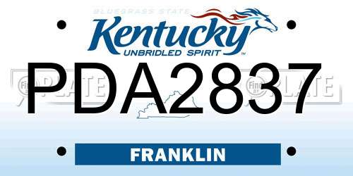 PDA2837 Kentucky License Plate