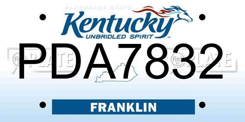 PDA7832 Kentucky License Plate