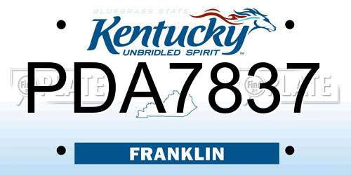 PDA7837 Kentucky License Plate