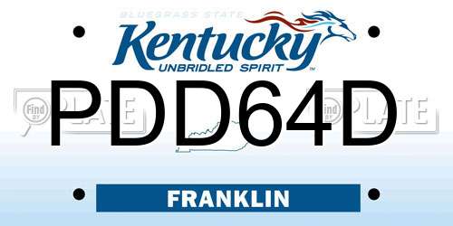 PDD64D Kentucky License Plate