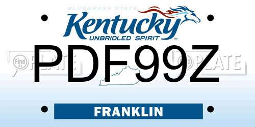 PDF99Z Kentucky License Plate
