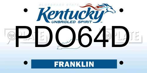 PDO64D Kentucky License Plate