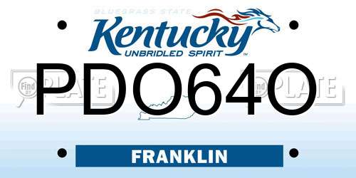 PDO64O Kentucky License Plate