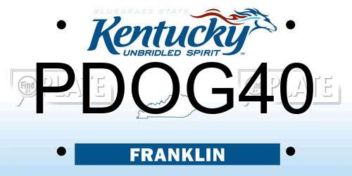 PDOG40 Kentucky License Plate