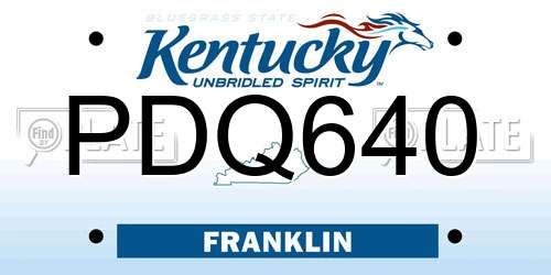 PDQ640 Kentucky License Plate