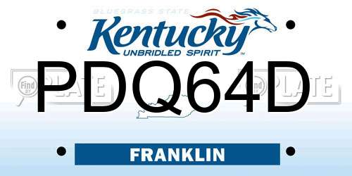 PDQ64D Kentucky License Plate