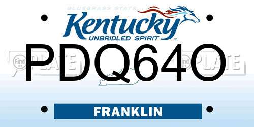 PDQ64O Kentucky License Plate