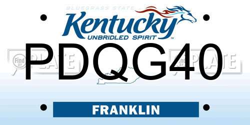 PDQG40 Kentucky License Plate