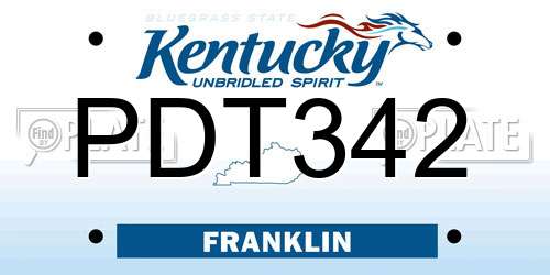 PDT342 Kentucky License Plate