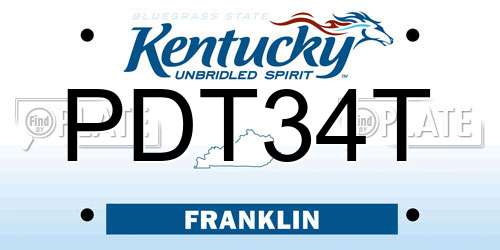 PDT34T Kentucky License Plate