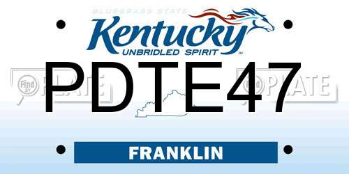 PDTE47 Kentucky License Plate