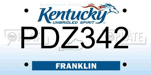 PDZ342 Kentucky License Plate