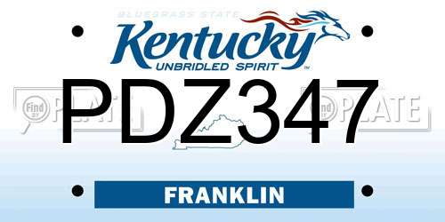 PDZ347 Kentucky License Plate