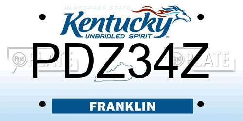 PDZ34Z Kentucky License Plate