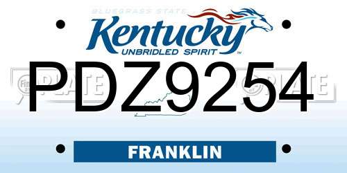 PDZ9254 Kentucky License Plate
