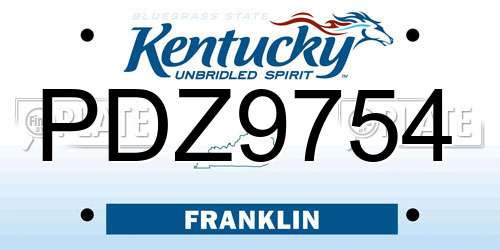 PDZ9754 Kentucky License Plate
