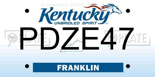 PDZE47 Kentucky License Plate