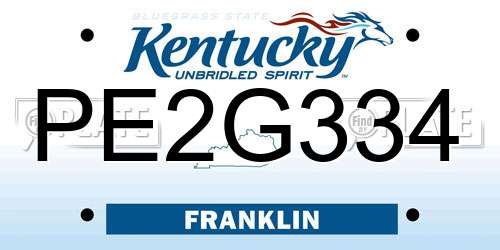 PE2G334 Kentucky License Plate