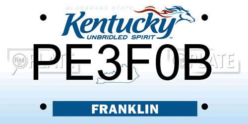 PE3F0B Kentucky License Plate