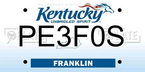 PE3F0S Kentucky License Plate
