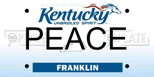 PEACE Kentucky License Plate