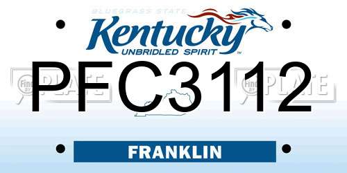 PFC3112 Kentucky License Plate