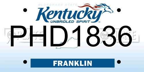 PHD1836 Kentucky License Plate