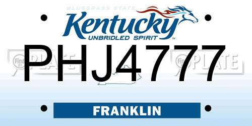 PHJ4777 Kentucky License Plate