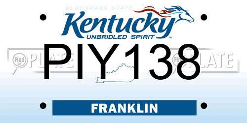 PIY138 Kentucky License Plate