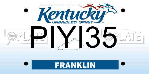 PIYI35 Kentucky License Plate