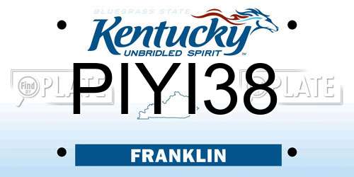 PIYI38 Kentucky License Plate