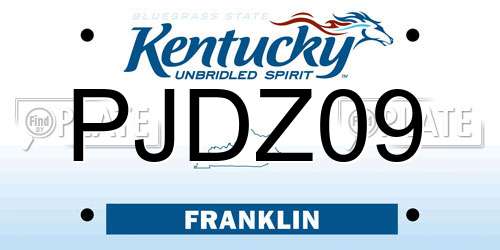 PJDZ09 Kentucky License Plate