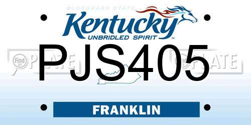 PJS405 Kentucky License Plate