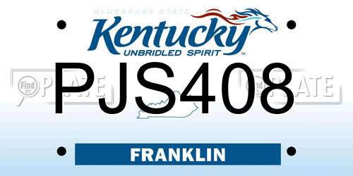 PJS408 Kentucky License Plate