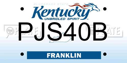 PJS40B Kentucky License Plate